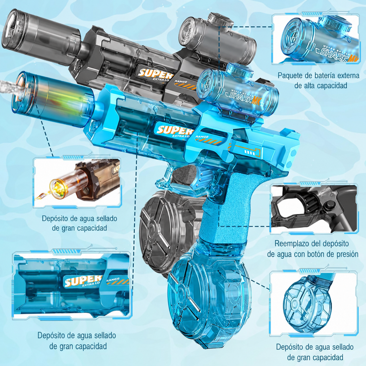 Pistola de Agua Electrica Recargable